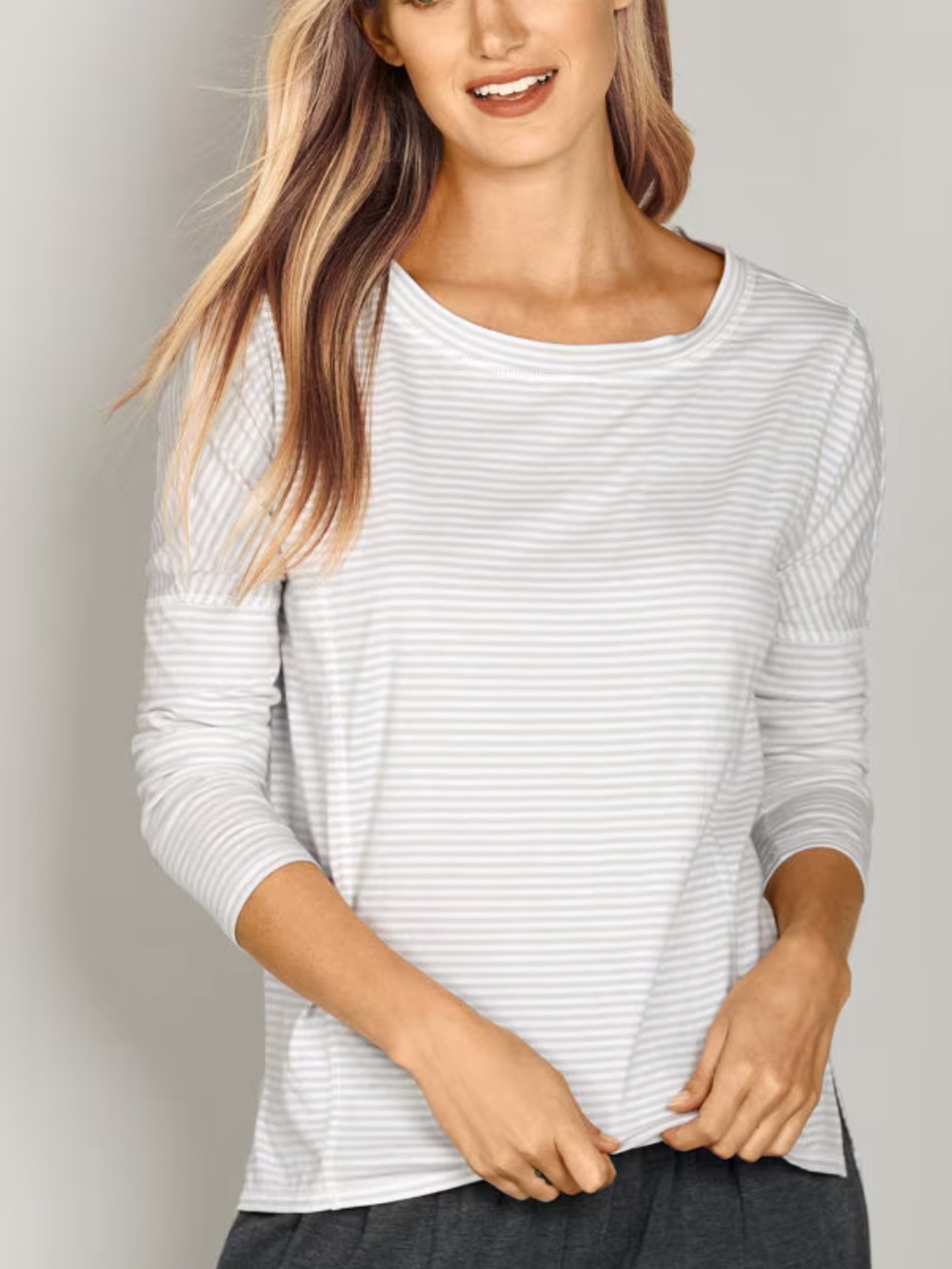 Garnet Hill Seam Long Sleeve Striped Top